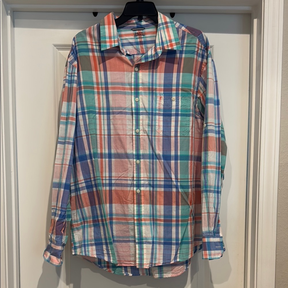 Izod Red and Blue Casual Button Down Shirt